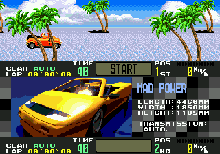 OutRunners title screen for Sega Genesis